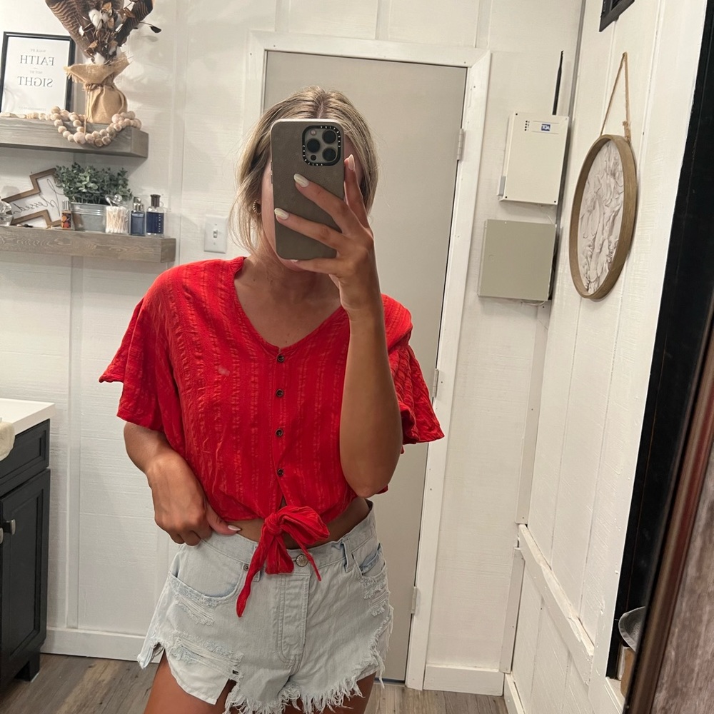 Red crop top
